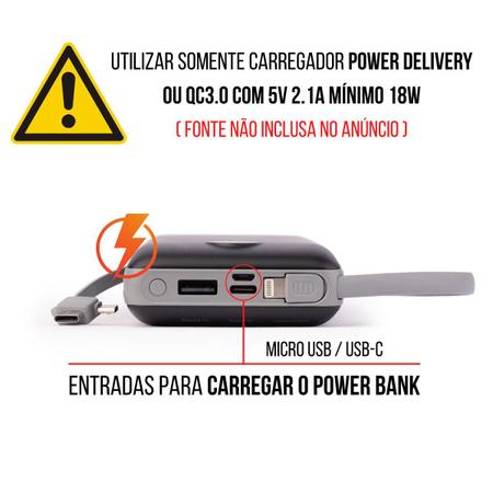 Imagem de Carregador Portátil Power Bank 20.000mAh Para iPhone e Samsung