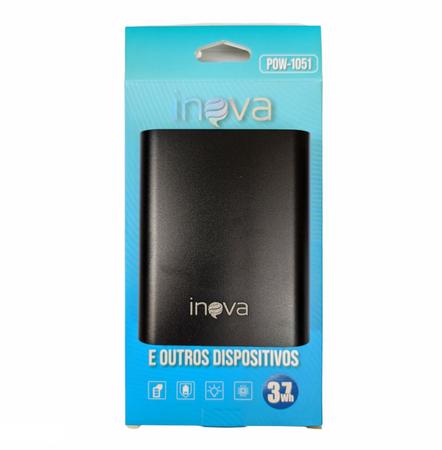 Imagem de Carregador portatil powerbank inova 10000 preto bateria auxiliar 1051 com caixa para celular e eletronicos