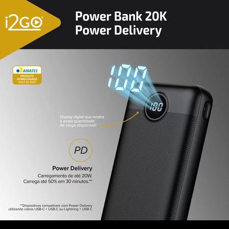Power Bank Carga Rápida Tipo C Power Delivery Wireless 20k