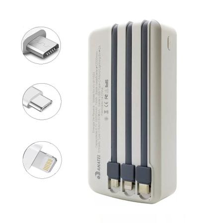 Imagem de Carregador Power bank 10.000 mAh Bateria Portátil 3 em 1 Universal