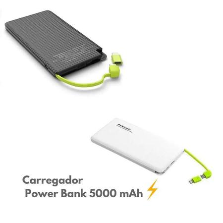 Imagem de  Carregador Power Bank 5000 mAh Com Cabo V8 e Lightning