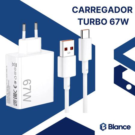 Imagem de Carregador Turbo 67W Compatível Com Xiaomi, Galaxy, Motorola