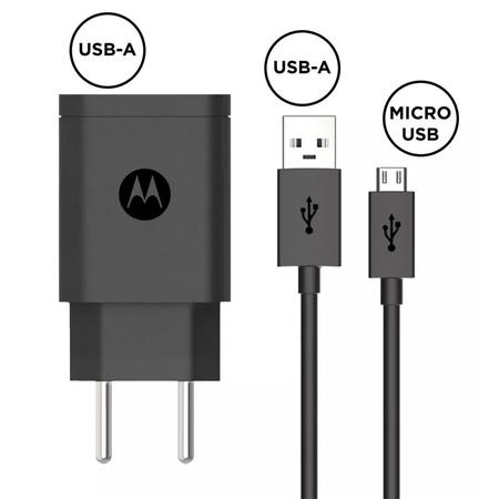 Imagem de Carregador Turbo Power Portátil Original de Parede 10W USB-A p/ Micro USB - Universal - Compatibilidade Moto C Plus, E4, E4 Plus, E5, E6, E7