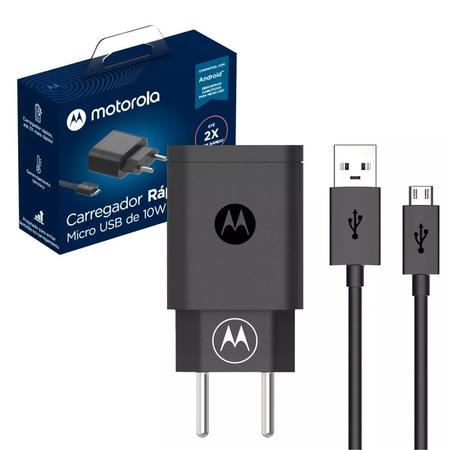 Imagem de Carregador Turbo Power Portátil Original de Parede 10W USB-A p/ Micro USB - Universal - Compatibilidade Moto C Plus, E4, E4 Plus, E5, E6, E7