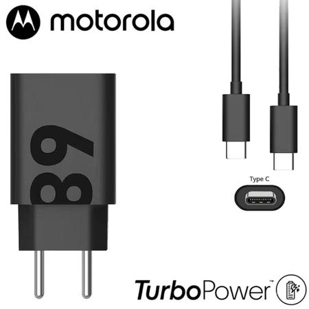 Imagem de  Carregador Turbo Power Portátil Original de Parede 68W USB-C p/ USB-C - Universal - Compatibilidade Moto E5 Plus, G4 Plus, G5 Plus, G6 Play