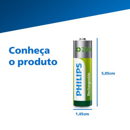 Imagem de Carregador USB e 02 Pilha AA 2500mAh Philips Recarregavel 2A pequena 1 unidade