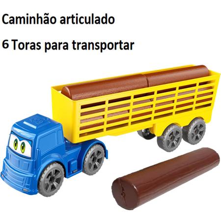 Imagem de Carreta Caminhão Brinquedo Infantil Grande Carga de Madeira