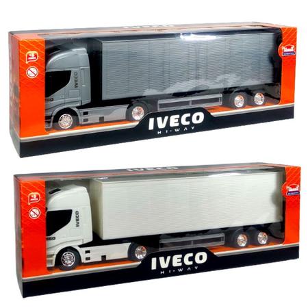 Caminhão Brinquedo Carreta Báu Iveco Hi Way Miniatura Usual - R$ 63,5