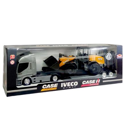 Brinquedo Trator Case C/Carreta Iveco 404 Usual Plastic