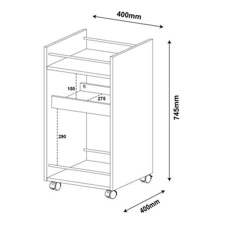 Imagem de Carrinho Bar Artely 40x40x74cm Brito Imbuia