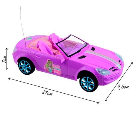 Carrinho Barbie de Controle Remoto Conversível Rosa Viajante Fashion Driver