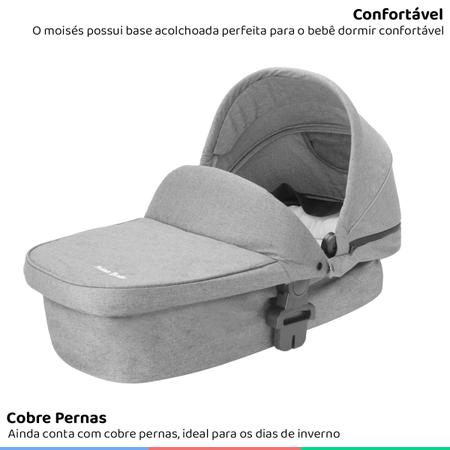 Imagem de Carrinho Bebê Passeio Infantil Reclinável Criança Até 15kg Reversível 3 em 1 Cinza Prime Baby Bebê Conforto Moisés