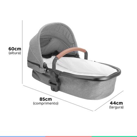 Imagem de Carrinho Bebê Passeio Infantil Reclinável Criança Até 15kg Reversível 3 em 1 Cinza Prime Baby Bebê Conforto Moisés