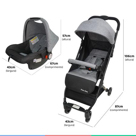 Carrinho Bebe Passeio Reclinável Do Nascimento até 15kg Dobrável Leve  Compacto Para Viagem Com Alça - Baby&Kids