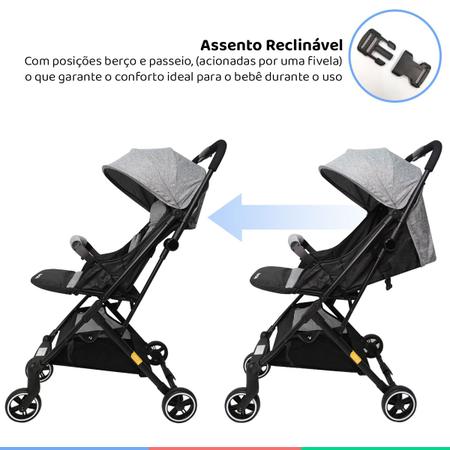 Carrinho Bebe Passeio Reclinável Do Nascimento até 15kg Dobrável Leve  Compacto Para Viagem Com Alça - Baby&Kids