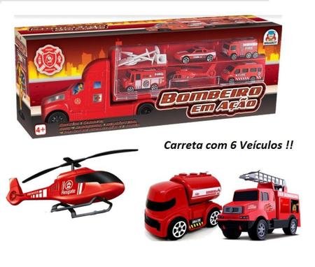 Kit 9 Brinquedo Carrinho Bombeiro Trator Caminhão Menino no Shoptime