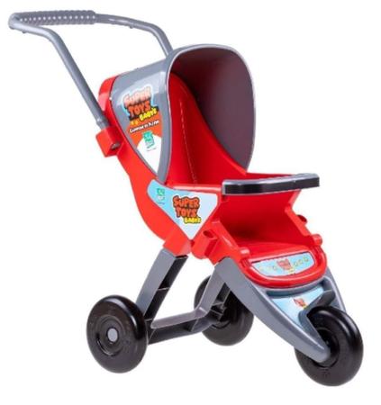 Carrinho Boneca Vermelho C/Tres Rodas 437 Super Toys Imagem de Carrinho Boneca Vermelho C/Tres Rodas 437 Super Toys