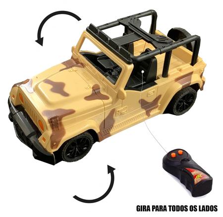 Carrinho Brinquedo Controle Remoto Jeep Militar Camuflado Corrida