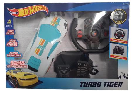 Carrinho Controle Remoto Hot Wheels Turbo Tiger 7 funções Recarregável -  Candide