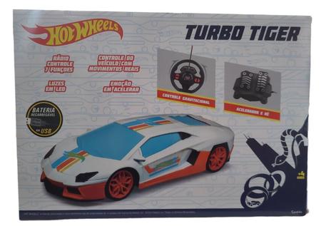 Carrinho Controle Remoto Hot Wheels Turbo Tiger 7 funções Recarregável -  Candide