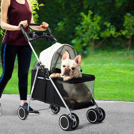 Imagem de Carrinho Cachorro Cao Gato Pet Passeio Ar Livre Lazer Dobravel Animal de Estimaçao Shopping Restaurante  Caminhada Seguro Confortavel Transporte