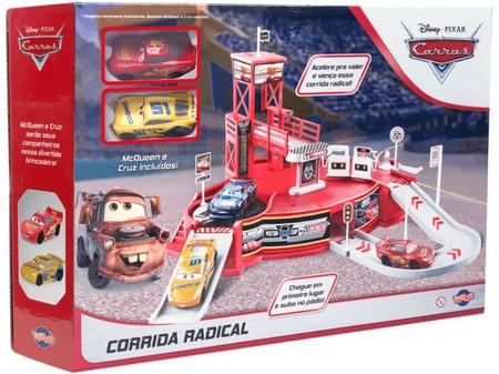 Kit 2 Carrinhos c/ Pista de Corrida McQueen e Cruz - Toyng