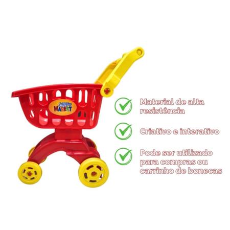 Imagem de Carrinho Compras Market Super Mercado C/ Legumes E Frutas Brinquedo Infantil - Braskit
