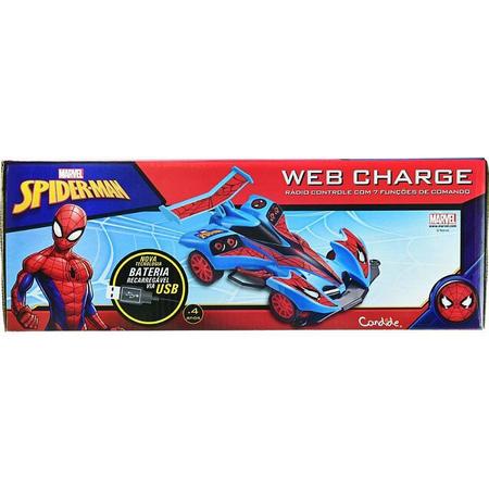 Carrinho de Controle Remoto Homem Aranha - Web Charge 7 Funções Candide, Shopping