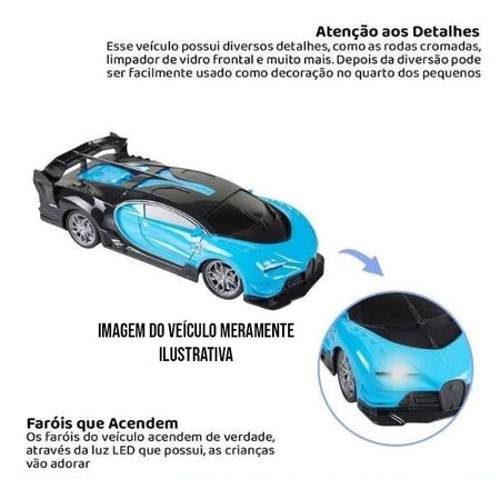 Carro de Controle Remoto Sem Fio Volante Sensor Direção Pedal Luz