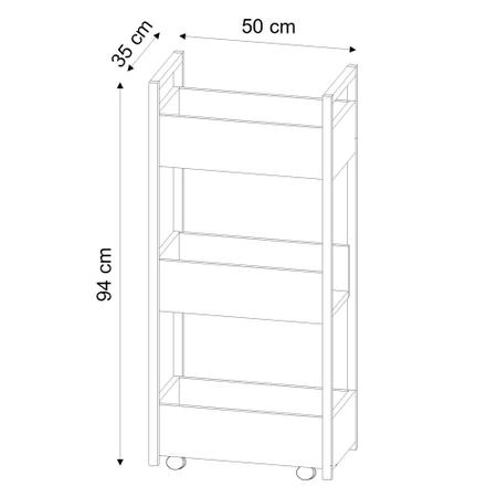 Imagem de Carrinho de apoio Estética Salão Industrial 3 Prateleiras Lille Preto M12 - D'Rossi