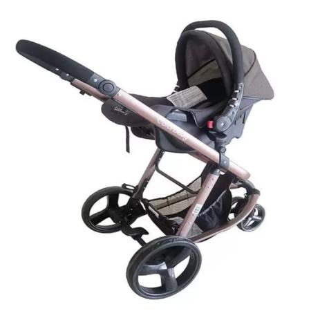 Imagem de Carrinho De Bebê 3 Roda 3x1 15Kg Bebê Conforto Moises Bronze
