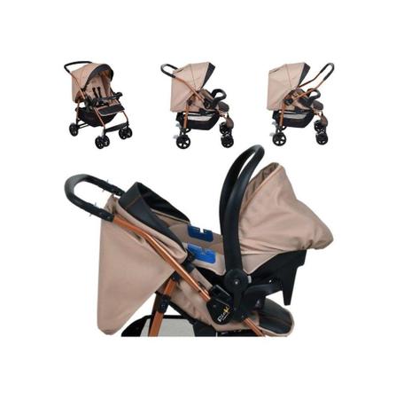Imagem de Carrinho de Bebê 4 Rodas 4 posições Travel System Mon Amour Com Cinto de Segurança & Bebê Conforto Criança até 15Kg - Burigotto