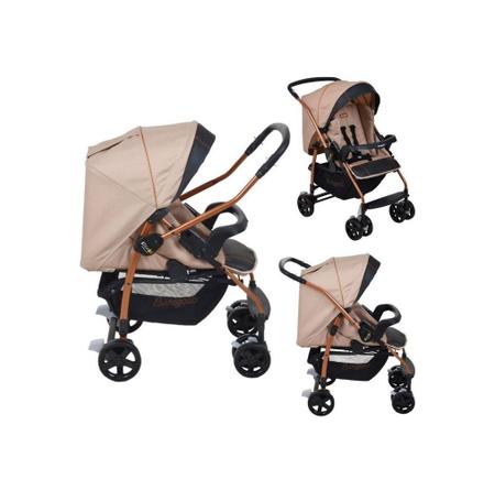 Imagem de Carrinho de Bebê & Bebê Conforto 2 em 1 Com Cinto de Segurança 4 Rodas 4 posições Criança até 15Kg - Burigotto 