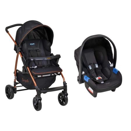 Imagem de Carrinho de bebê com bebê conforto 2 em 1 Burigotto travel system conforto Ecco + Touring X Preto com cobre