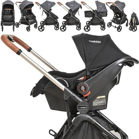 Carrinho de Bebe com Bebe Conforto e Base Kiddo Speedy Preto Imagem de Carrinho de Bebe com Bebe Conforto e Base Kiddo Speedy Preto