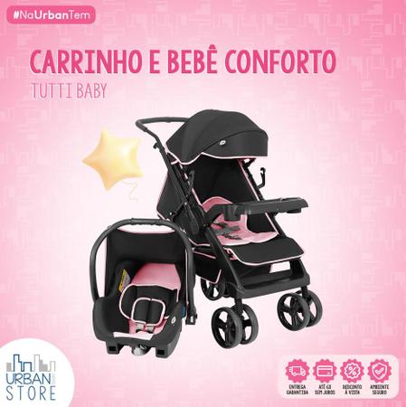 Imagem de Carrinho de Bebê com Bebê Conforto Joy 0 a 15kg Preto e Rosa Tutti Baby