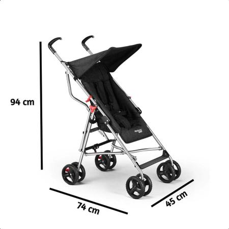 Imagem de Carrinho de Bebê Guarda-Chuva Pocket Ideal para 6 Meses Até15kgs Poliéste Preto Multikids Baby BB327