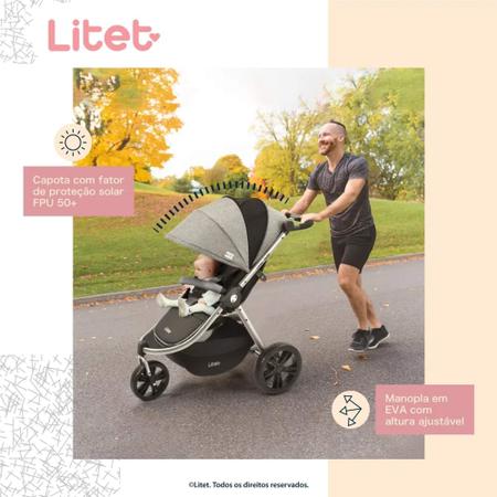 Imagem de Carrinho de Bebê Jogger com Freio Sway Macio Três Rodas 0-15kgs Preto Litet - Multikids Baby BB372