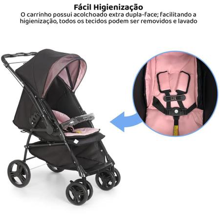 Imagem de Carrinho De Bebê Maranello Ii Preto Rosa E Bebê Conforto