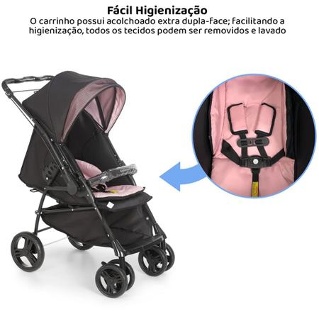 Imagem de Carrinho de Bebê Maranello II Preto Rosa - Galzerano