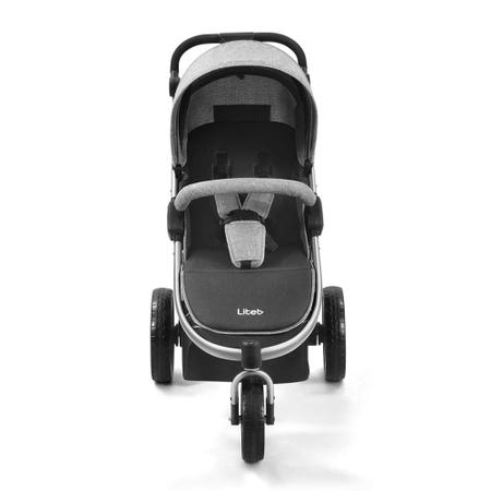 Imagem de Carrinho de Bebê Três Rodas Confortável com Cinto de Segurança Jogger Sway Litet Cinza com Preto - Multikids Baby BB373
