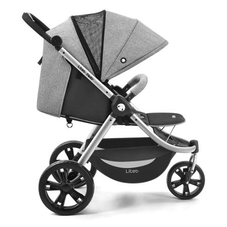 Imagem de Carrinho de Bebê Três Rodas Confortável com Cinto de Segurança Jogger Sway Litet Cinza com Preto - Multikids Baby BB373