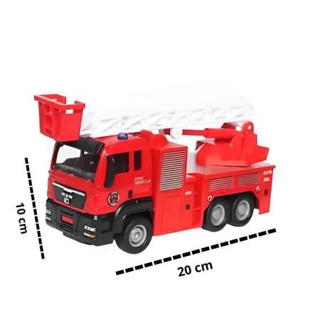 Brinquedo Caminhão Miniatura Bombeiros Resgate Vermelho A Fricção