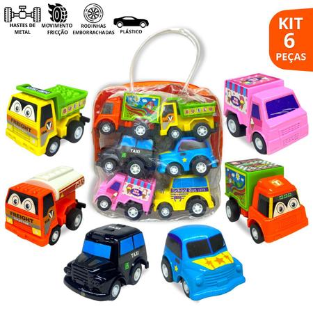 Kit Mini Carrinhos de Corrida a Fricção 6 Unidades - Cores e Modelos  Sortidos Brinquedos Bambalalão Brinquedos Educativos