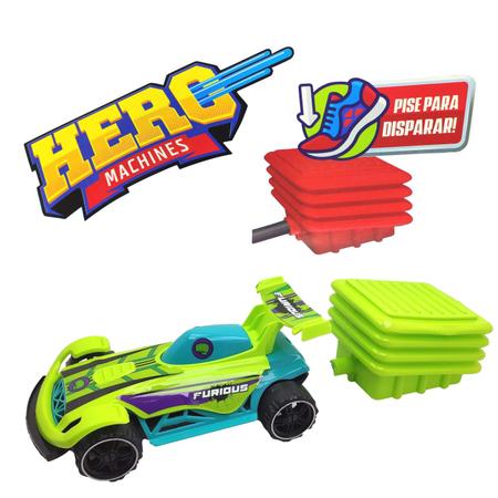 Imagem de Carrinho De Brinquedo Hero Machines Super Carro Com Pedal Lançador Carros Meninos Verde