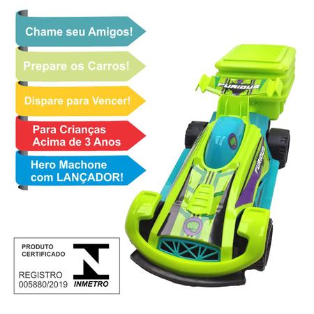 Imagem de Carrinho De Brinquedo Hero Machines Super Carro Com Pedal Lançador Carros Meninos Verde