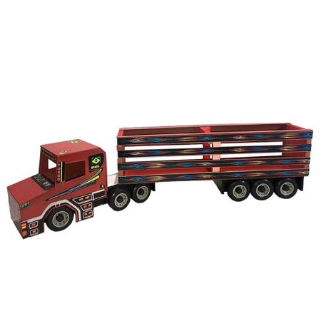 Caminhão Carrinho De Brinquedo De Madeira (MDF) Carreta Infantil