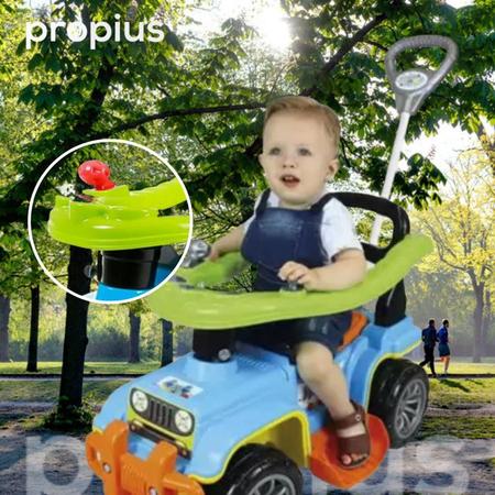 Imagem de Carrinho de Brinquedo Quadriciclo Infantil Jip Jip Com Haste Guia Buzina Antiderrapante Puxador Haste Articulada