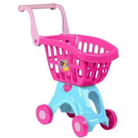 Imagem de Carrinho De Compras Infantil Rosa Barbie Cheff Cotiplas