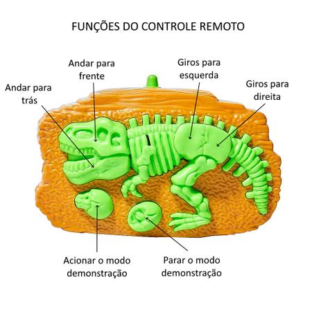 Imagem de Carrinho de Controle Infantil de Dinossauro com Luz Resistente Gira 360º Stunt Car
